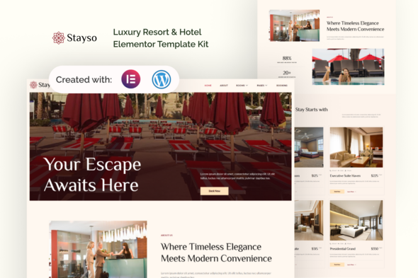 Stayso - Luxury Resort & Hotel Elementor Template Kit Stayso - Luxury Resort & Hotel Elementor Template Kit
