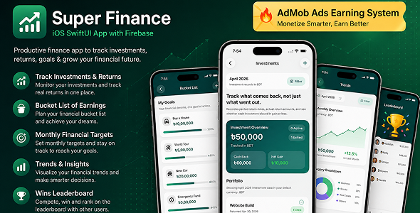 Super Finance | Investment Tracker and Goals | iOS SwiftUI App Super Finance | Investment Tracker and Goals | iOS SwiftUI App