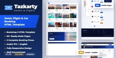 Tazkarty - Hotel & Flight Booking HTML Template