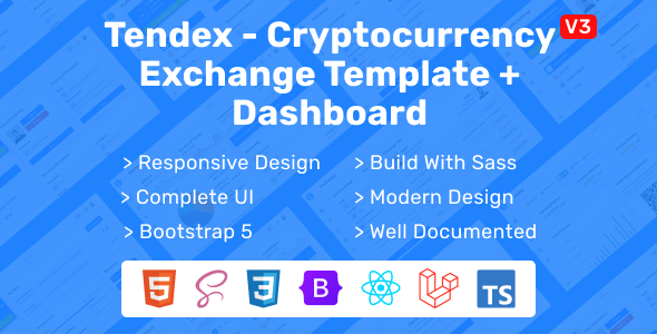 Tendex - React, HTML & Laravel Crypto Exchange Landing Page With Dashboard Tendex - React, HTML & Laravel Crypto Exchange Landing Page With Dashboard