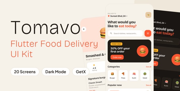Tomavo | Flutter Food Delivery App UI Kit Tomavo | Flutter Food Delivery App UI Kit