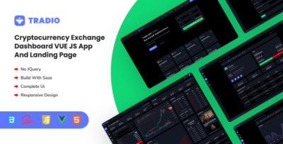 Tradio - Cryptocurrency Exchange Vue App Dashboard