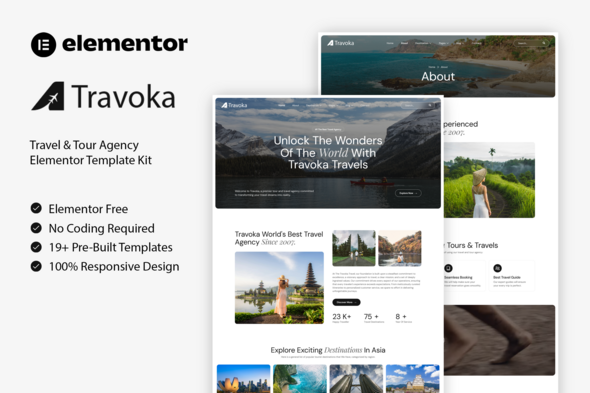 Travoka - Travel & Tour Agency Elementor Template Kit Travoka - Travel & Tour Agency Elementor Template Kit