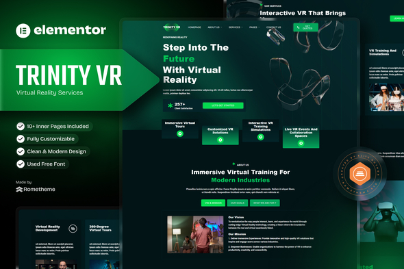 TrinityVR - Virtual Reality Services Elementor Template Kit TrinityVR - Virtual Reality Services Elementor Template Kit