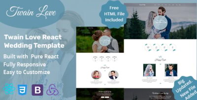 Twain Love - Responsive React Wedding Template