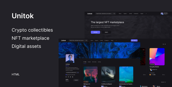Unitok - NFT Marketplace HTML Template Unitok - NFT Marketplace HTML Template