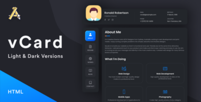 vCard3 - HTML 5 Resume / CV / vCard / Portfolio