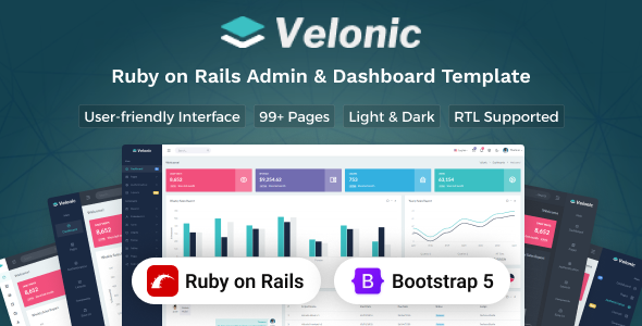 Velonic - Ruby on Rails Admin & Dashboard Template Velonic - Ruby on Rails Admin & Dashboard Template