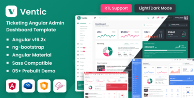 Ventic - Ticketing Angular Admin Template + No jQuery