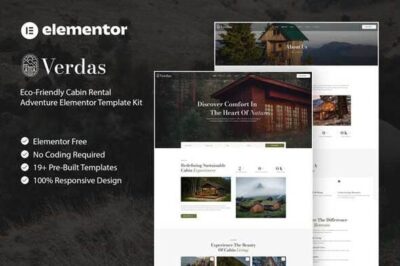 Verdas - Eco-Friendly Cabin Rental Adventure Elementor Template Kit