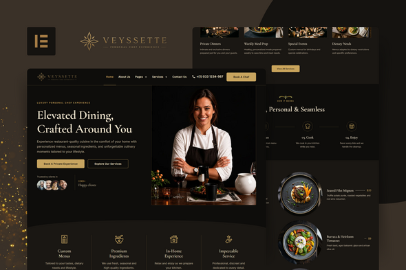 Veyssette - Private Chef Services Elementor Pro Template Kit Veyssette - Private Chef Services Elementor Pro Template Kit