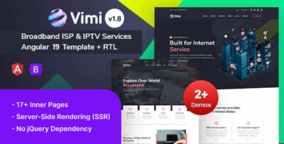 Vimi - Broadband ISP & IPTV Services Angular 19 Template with SSR