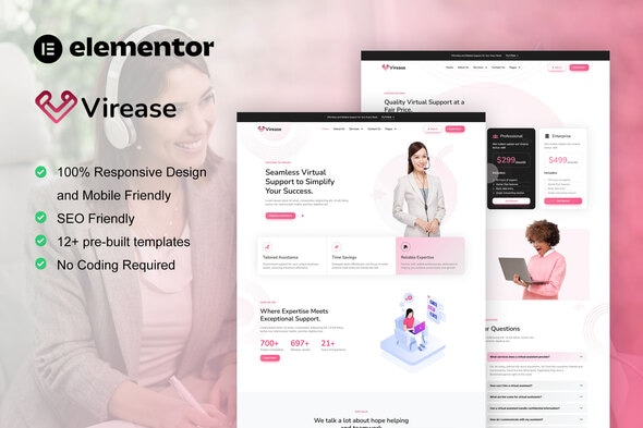 Virease - Virtual Assistant Service Elementor Pro Template Kit Virease - Virtual Assistant Service Elementor Pro Template Kit