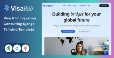 VisaHub - Visa Immigration Consulting Django & Tailwind CSS 4 Template