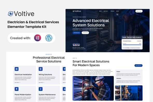 Voltive - Electrician & Electrical Services Elementor Template Kit Voltive - Electrician & Electrical Services Elementor Template Kit