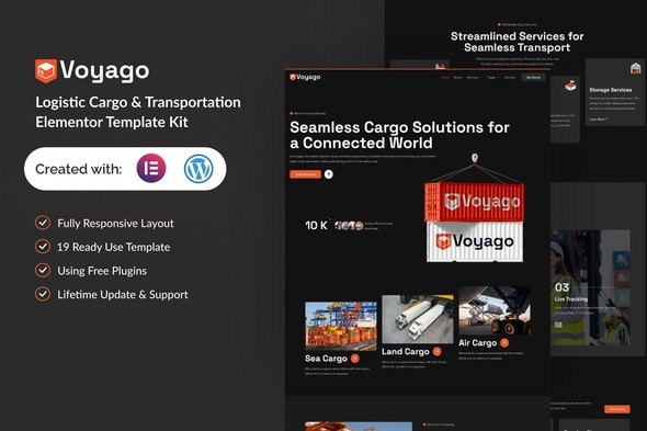 Voyago - Logistic Cargo & Transportation Elementor Template Kit Voyago - Logistic Cargo & Transportation Elementor Template Kit