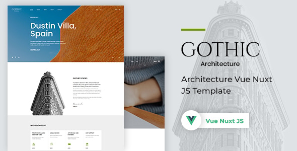 Vue JS Nuxt JS Architecture Website Template - Gothic Vue JS Nuxt JS Architecture Website Template - Gothic