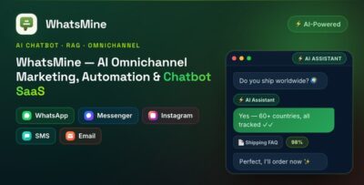 WhatsMine - AI Omnichannel Marketing, Automation & Chatbot SaaS (WhatsApp, Messenger, SMS & Email)
