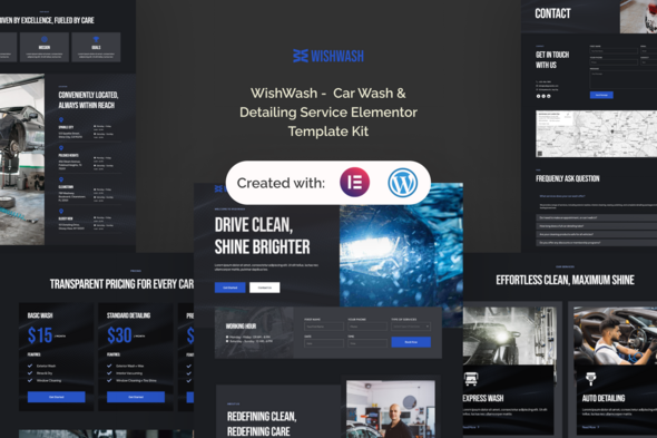 WishWash - Car Wash & Detailing Service Elementor Template Kit WishWash - Car Wash & Detailing Service Elementor Template Kit