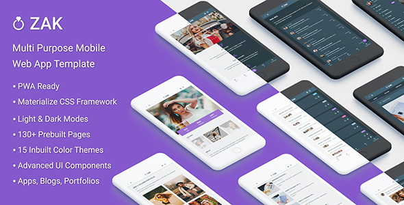 Zak: Multi Purpose Mobile Web App template (PWA) Zak: Multi Purpose Mobile Web App template (PWA)