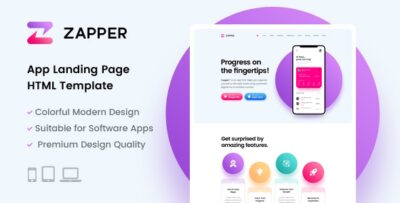 Zapper - App Landing Page HTML Template