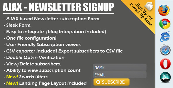 Ajax Newsletter Signup - PHP Admin & CSV export Ajax Newsletter Signup - PHP Admin & CSV export