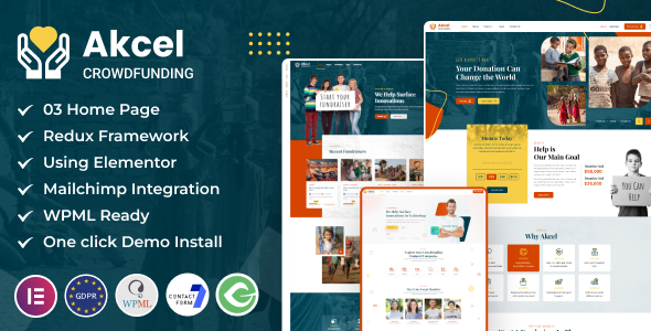 Akcel - Crowdfunding Charity WordPress Theme Akcel - Crowdfunding Charity WordPress Theme