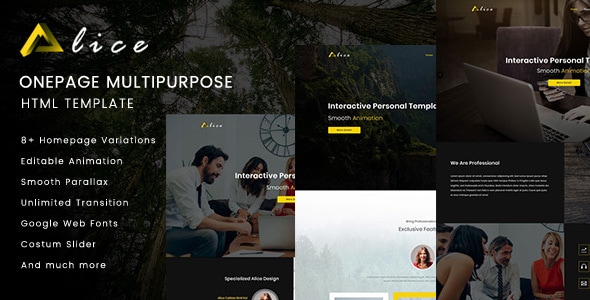 Alice Onepage Multipurpose HTML Template Alice Onepage Multipurpose HTML Template