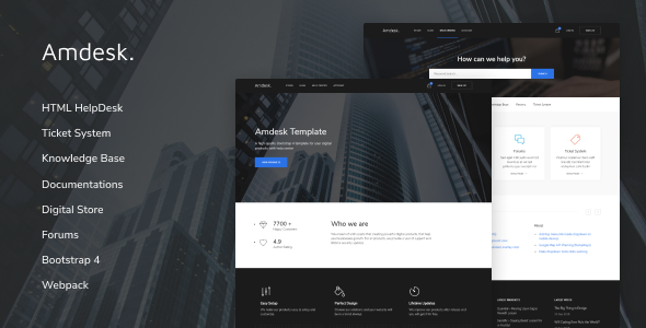 Amdesk - HelpDesk and Knowledge Base HTML template Amdesk - HelpDesk and Knowledge Base HTML template