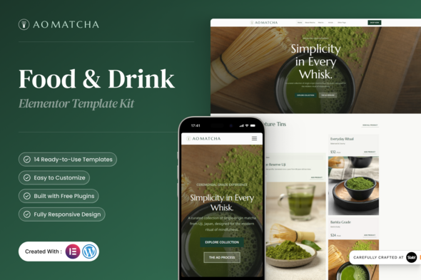 AOMatcha - Food & Drink Elementor Template Kit AOMatcha - Food & Drink Elementor Template Kit