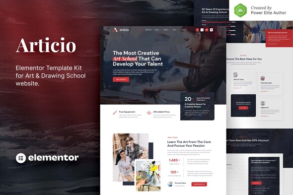 Articio – Art & Drawing School Elementor Template Kit Articio – Art & Drawing School Elementor Template Kit