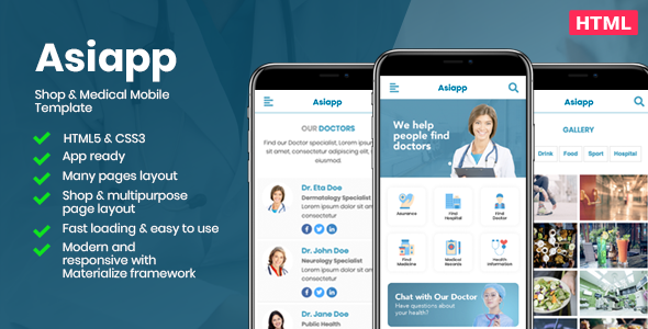 Asiapp - Shop & Medical Mobile Template Asiapp - Shop & Medical Mobile Template