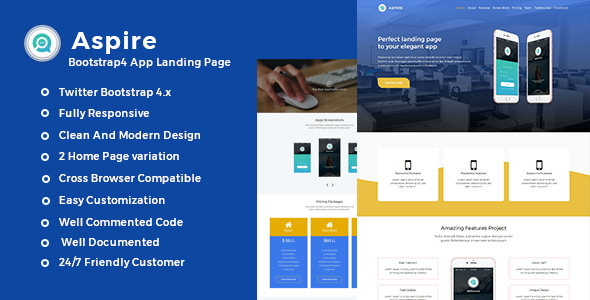 Aspire -Bootstrap4 App Landing Template Aspire -Bootstrap4 App Landing Template