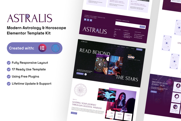 Astralis - Modern Astrology & Horoscope Elementor Template Kit Astralis - Modern Astrology & Horoscope Elementor Template Kit