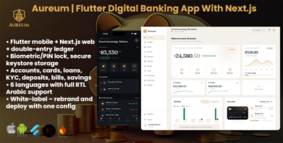 Aureum | Digital Banking Flutter App With Next.js Web Script