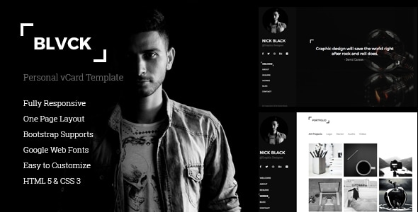 Blvck - Personal vCard & Resume Template Blvck - Personal vCard & Resume Template