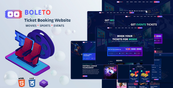 Boleto - Online Ticket Booking Website HTML Template Boleto - Online Ticket Booking Website HTML Template