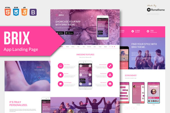 BRIX - Mobile App landing page HTML Template BRIX - Mobile App landing page HTML Template