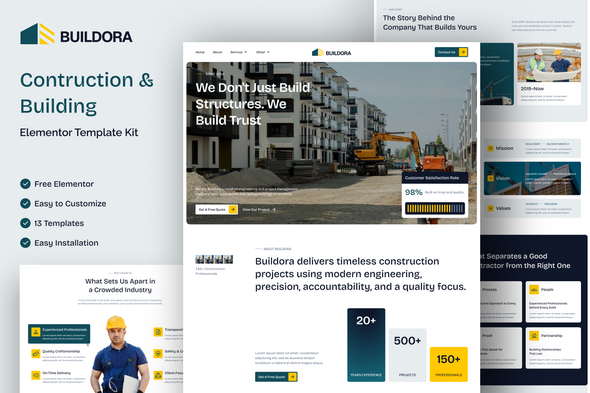 Buildora - Construction & Building Elementor Template Kit Buildora - Construction & Building Elementor Template Kit