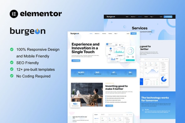 Burgeon - Tech Startup Business Elementor Template Kit Burgeon - Tech Startup Business Elementor Template Kit