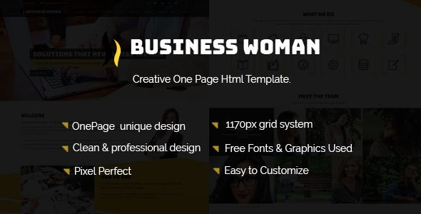 Business Woman- Creative One Page HTML Template. Business Woman- Creative One Page HTML Template.