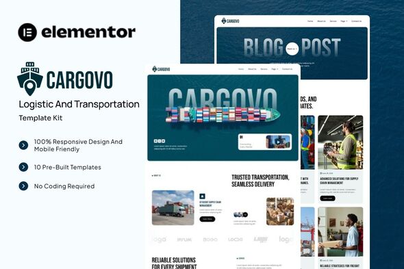 Cargovo - Logistic and Transportation Elementor Template Kit Cargovo - Logistic and Transportation Elementor Template Kit