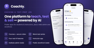 Coachly | Coaching and Test-Prep LMS - Flutter App + Next.js Script