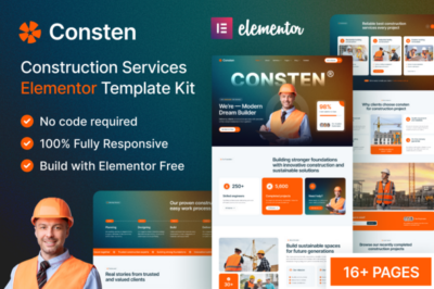 Consten - Construction Services Elementor Template Kit
