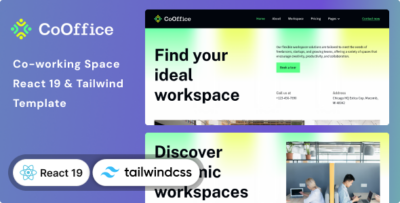 CoOffice - Coworking Space Website React 19 & Tailwind CSS 4 Template