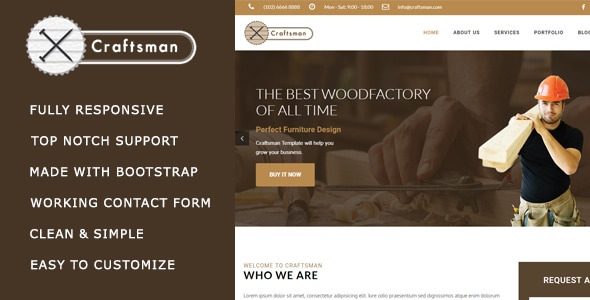 Craftsman - Carpentry/Woodwork HTML Template Craftsman - Carpentry/Woodwork HTML Template