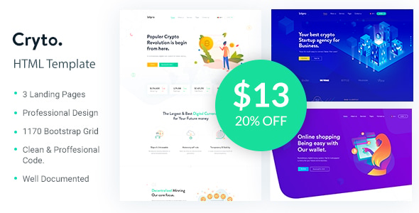 Cryto - Bitcoin & Cryptocurrency Landing Page HTML Template Cryto - Bitcoin & Cryptocurrency Landing Page HTML Template