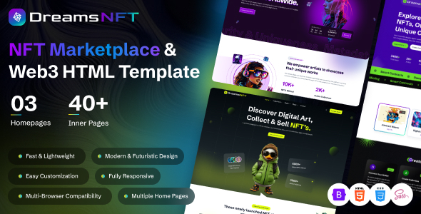 DreamsNFT - NFT Marketplace & Web3 HTML Template DreamsNFT - NFT Marketplace & Web3 HTML Template