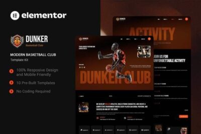 Dunker - Modern Basketball Club Elementor Template Kit