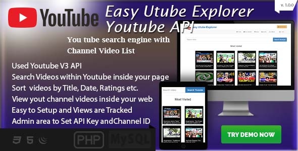 Easy Utube Explorer - Youtube API based Channel and Search Easy Utube Explorer - Youtube API based Channel and Search